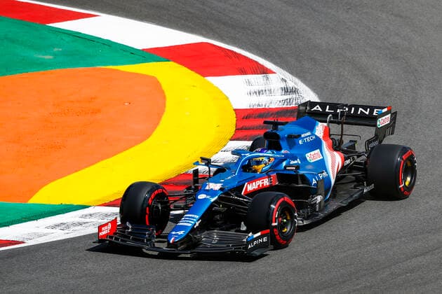 14 ALONSO Fernando (spa), Alpine F1 A521, action during the Formula 1 Heineken Grande PrŽmio de Portugal 2021 from April 30 to May 2, 2021 on the Algarve International Circuit, in Portimao, Portugal FORMULE 1 : Grand Prix du Portugal - Essais - Portimao - 30 04 2021 DPPI Panoramic  _B2_8301