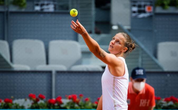 Mandatory Credit: Photo by Rob Prange Shutterstock (11876061co) Karolina Pliskova of the Czech Republic in action during the first round of the 2021 Mutua Madrid Open WTA, Tennis Damen 1000 tournament Mutua Madrid Open, Tennis, La Caja Magica, Madrid, Spain - 30 Apr 2021 Mutua Madrid Open, Tennis, La Caja Magica, Madrid, Spain - 30 Apr 2021  Copyright: xRobxPrange Shutterstockx 11876061co
