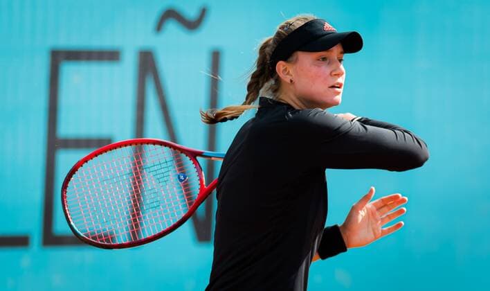 Mandatory Credit: Photo by Rob Prange Shutterstock (11876061cm) Elena Rybakina of Kazakhstan in action during the first round of the 2021 Mutua Madrid Open WTA, Tennis Damen 1000 tournament Mutua Madrid Open, Tennis, La Caja Magica, Madrid, Spain - 30 Apr 2021 Mutua Madrid Open, Tennis, La Caja Magica, Madrid, Spain - 30 Apr 2021  Copyright: xRobxPrange Shutterstockx 11876061cm