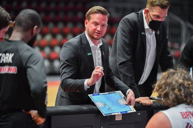 Chemnitz, Germany 30 April 2021 BBL 2020 2021 Niners Chemnitz vs Giessen 46ers coach Rolf Scholz Giessen Messe Chemnitz Saxony Copyright: xFotostandx xDostmannx