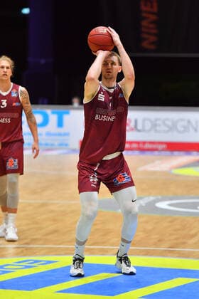 Chemnitz, Germany 30 April 2021 BBL 2020 2021 Niners Chemnitz vs Giessen 46ers free throw by Jonas Richter Chemnitz Fair Chemnitz Saxony Copyright: xFotostandx xDostmannx