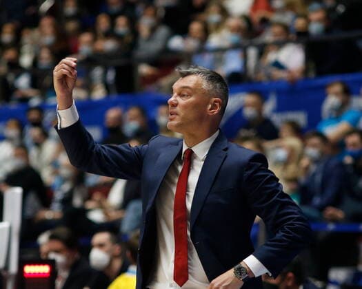 Basketball, EuroLeague, Zenit St. Petersburg - FC Barcelona Saint Petersburg, Russia - 30 April 2021: Head coach Sarunas Jasikevicius of Barcelona are seen in action during the 2020-2021 Playoffs EuroLeague, match 4 between FC Barcelona, Barca and Zenit. MaksimxKonstantinov
