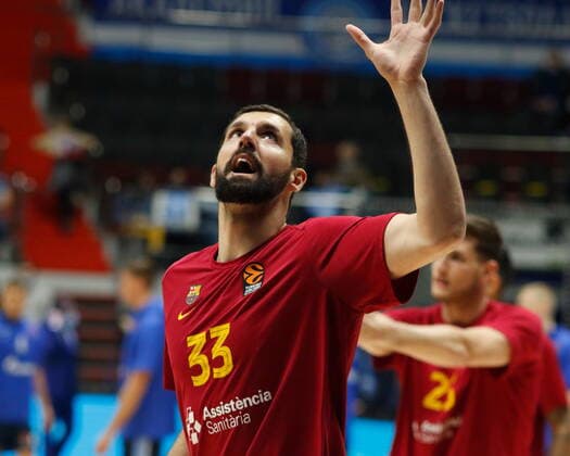 Saint Petersburg, Russia - 30 April 2021: Nikola Mirotic (33) of Barcelona are seen in action during the 2020-2021 Playoffs EuroLeague, match 4 between FC Barcelona, Barca and Zenit. MaksimxKonstantinov