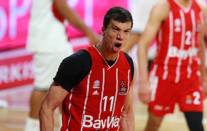 11 Vladimir Lucic FCBB Cheers, jubilation, enthusiasm, joy, happiness Basketball, EuroLeague, Playoff, FC Bayern Munich vs Olimpia Milano at Audi Dome on 30 04 2021, Game 4, PHOTO Mladen Lackovic LakoPress