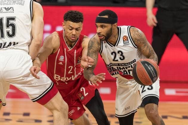 Basketball, Euroleague, day0 04 2021, FC Bayern Munich Armani Olimpia Milan Pictured Wade BALDWIN FC Bayern Munich, 2 and Malcolm DELANEY Armani Olimpia Milan, 23 Munich Audi Dome Bayern Germany. Copyright: Passion2Press.dex xMarkusxFischerx