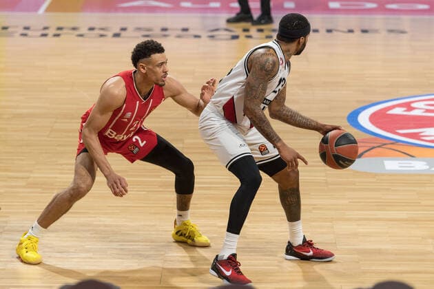Basketball, Euroleague, day0 04 2021, FC Bayern Munich Armani Olimpia Milan Pictured Wade BALDWIN FC Bayern Munich, 2 and Malcolm DELANEY Armani Olimpia Milan, 23 Munich Audi Dome Bayern Germany. Copyright: Passion2Press.dex xMarkusxFischerx