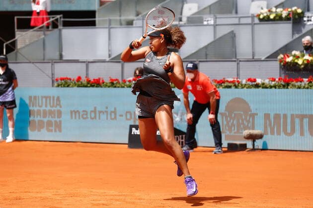 Naomi Osaka (JPN), APRIL 30, 2021 - Tennis : Naomi Osaka of Japan during Singles 1st round match against Misaki Doi of Japan on the WTA, Tennis Damen 1000 Mutua Madrid Open tennis tournament at the Caja Magica in Madrid, Spain. Noxthirdxpartyxsales  (0117029415st)