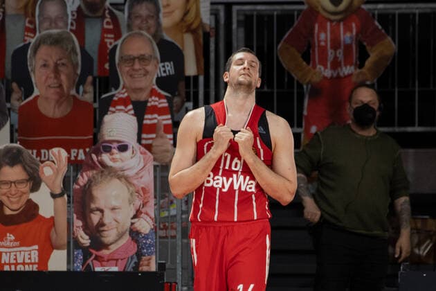 Bayerns 16 Paul ZIPSER after the end of the game Basketball, FC Bayern Milano, Euroleague, Quaterfinal, match 4, Season 2020 2021, on 30 4 2021 in Munich, A U D I D O M E, Germany Source Copyright Credit Oryk HAIST xx