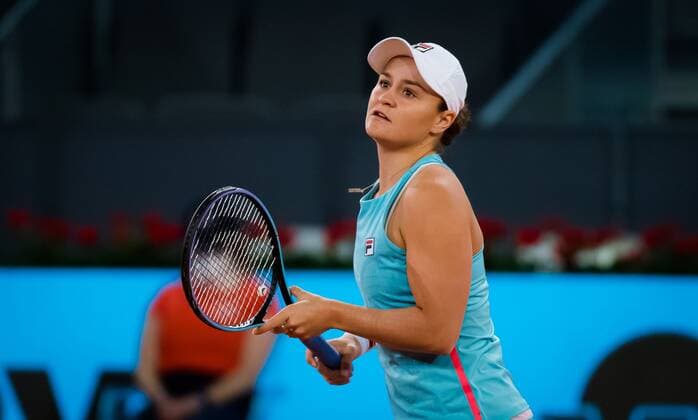 Mandatory Credit: Photo by Rob Prange Shutterstock (11876063j) Ashleigh Barty of Australia in action during her second round match at the 2021 Mutua Madrid Open WTA, Tennis Damen 1000 tournament Mutua Madrid Open, Tennis, La Caja Magica, Madrid, Spain - 01 May 2021 Mutua Madrid Open, Tennis, La Caja Magica, Madrid, Spain - 01 May 2021  Copyright: xRobxPrange Shutterstockx 11876063j