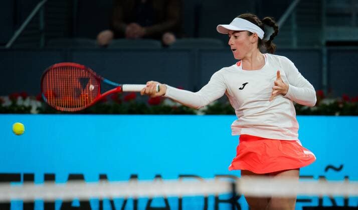 Mandatory Credit: Photo by Rob Prange Shutterstock (11876063c) Tamara Zidansek of Slovenia in action during her second round match at the 2021 Mutua Madrid Open WTA, Tennis Damen 1000 tournament Mutua Madrid Open, Tennis, La Caja Magica, Madrid, Spain - 01 May 2021 Mutua Madrid Open, Tennis, La Caja Magica, Madrid, Spain - 01 May 2021  Copyright: xRobxPrange Shutterstockx 11876063c
