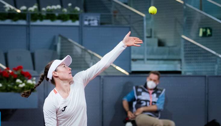 Mandatory Credit: Photo by Rob Prange Shutterstock (11876063d) Tamara Zidansek of Slovenia in action during her second round match at the 2021 Mutua Madrid Open WTA, Tennis Damen 1000 tournament Mutua Madrid Open, Tennis, La Caja Magica, Madrid, Spain - 01 May 2021 Mutua Madrid Open, Tennis, La Caja Magica, Madrid, Spain - 01 May 2021  Copyright: xRobxPrange Shutterstockx 11876063d
