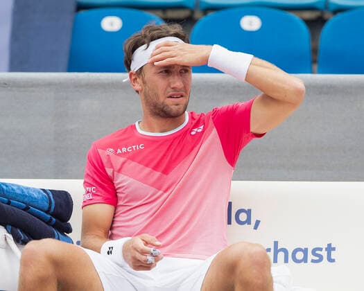 Casper Ruud sits on the bench during the break Tennis BMW Open 2021 ATP MTTC Iphitos Munich Germany 1 May 2021 Copyright: xJuergenxHasenkopfx