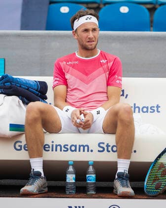 Casper Ruud sits on the bench during the break Tennis BMW Open 2021 ATP MTTC Iphitos Munich Germany 1 May 2021 Copyright: xJuergenxHasenkopfx