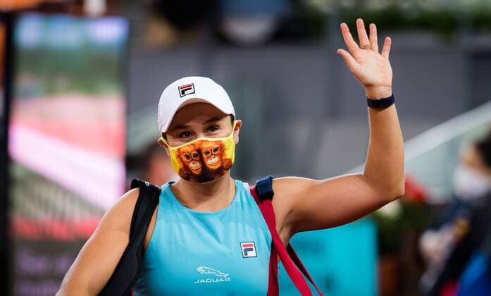 Mandatory Credit: Photo by Rob Prange Shutterstock (11876063z) Ashleigh Barty of Australia in action during her second-round match at the 2021 Mutua Madrid Open WTA, Tennis Damen 1000 tournament Mutua Madrid Open, Tennis, La Caja Magica, Madrid, Spain - 01 May 2021 Mutua Madrid Open, Tennis, La Caja Magica, Madrid, Spain - 01 May 2021  Copyright: xRobxPrange Shutterstockx 11876063z