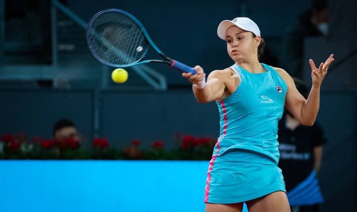 Mandatory Credit: Photo by Rob Prange Shutterstock (11876063ae) Ashleigh Barty of Australia in action during her second-round match at the 2021 Mutua Madrid Open WTA, Tennis Damen 1000 tournament Mutua Madrid Open, Tennis, La Caja Magica, Madrid, Spain - 01 May 2021 Mutua Madrid Open, Tennis, La Caja Magica, Madrid, Spain - 01 May 2021  Copyright: xRobxPrange Shutterstockx 11876063ae