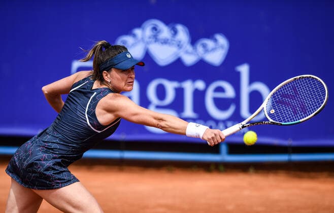 Zagreb: Polufinale Zagreb Ladies Open, Kamilla Rakhimova - Alexandra Dulgheru Alexandra Dulgheru of Russia in action during her Women s Singles Semi Final ITF Zageb Ladies Open 2021 tennis tournament match against Kamilla Rakhimova of Romania at Maksimir tennis centar in Zagreb, Croatia on May 1, 2021. JosipxRegovic PIXSELL