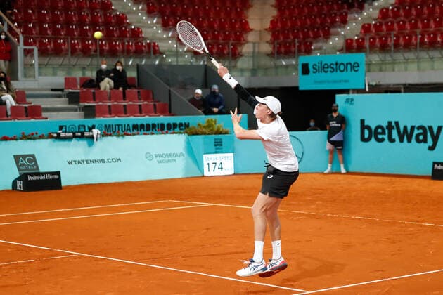 May 1, 2021, MADRID, MADRID, SPAIN: Emil Ruusuvuori of Finland in action during his Men s Singles Qualifying match against Roberto Carballes Baena of Spain on the ATP, Tennis Herren Masters 1000 - Mutua Madrid Open 2021 at La Caja Magica on May 1, 2021 in Madrid, Spain. MADRID SPAIN - ZUMAa181 20210501_zaa_a181_026 Copyright: xOscarxJ.xBarrosox
