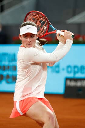 May 1, 2021, MADRID, MADRID, SPAIN: Tamara Zidansek of Slovenia in action during her Women s Singles match, second round, against Ashleigh Barty of Australia on the WTA, Tennis Damen 1000 - Mutua Madrid Open 2021 at La Caja Magica on May 1, 2021 in Madrid, Spain. MADRID SPAIN - ZUMAa181 20210501_zaa_a181_033 Copyright: xOscarxJ.xBarrosox