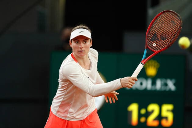 May 1, 2021, MADRID, MADRID, SPAIN: Tamara Zidansek of Slovenia in action during her Women s Singles match, second round, against Ashleigh Barty of Australia on the WTA, Tennis Damen 1000 - Mutua Madrid Open 2021 at La Caja Magica on May 1, 2021 in Madrid, Spain. MADRID SPAIN - ZUMAa181 20210501_zaa_a181_037 Copyright: xOscarxJ.xBarrosox