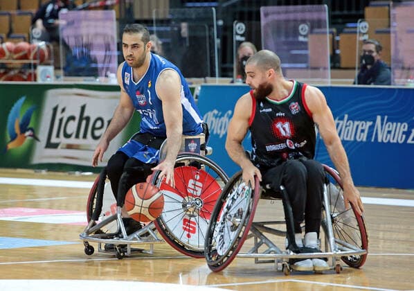 01 05 2021, xovx, wheelchair basketball champions cup 2021, semifinals, RSB Thuringia Bulls Bidaideak Bilbao BSR v l Vahid Gholamazad RSB Thuringia Bulls , Jordi Ruiz Bidaideak Bilbao BSR Wetzlar Rittal Arena Hesse Germany EN