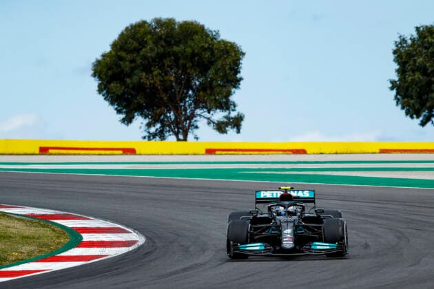 77 BOTTAS Valtteri (fin), Mercedes AMG F1 GP W12 E Performance, action during the Formula 1 Heineken Grande PrŽmio de Portugal 2021 from April 30 to May 2, 2021 on the Algarve International Circuit, in Portimao, Portugal FORMULE 1 : Grand Prix du Portugal - Essais et Qualification - Portimao - 01 05 2021 DPPI Panoramic  _B2_9820