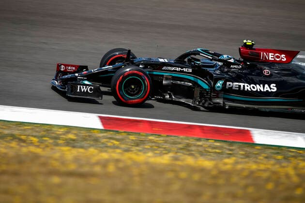 77 BOTTAS Valtteri (fin), Mercedes AMG F1 GP W12 E Performance, action during the Formula 1 Heineken Grande PrŽmio de Portugal 2021 from April 30 to May 2, 2021 on the Algarve International Circuit, in Portimao, Portugal FORMULE 1 : Grand Prix du Portugal - Essais et Qualification - Portimao - 01 05 2021 DPPI Panoramic  00121005__B2_0269