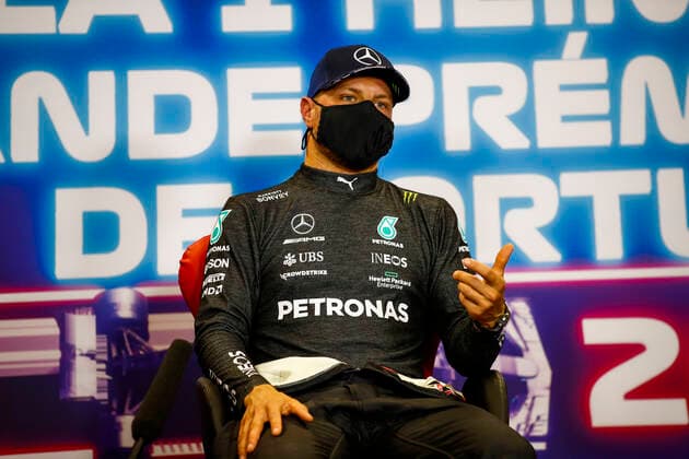 BOTTAS Valtteri (fin), Mercedes AMG F1 GP W12 E Performance, portrait, press conference, PK, Pressekonferenz during the Formula 1 Heineken Grande PrŽmio de Portugal 2021 from April 30 to May 2, 2021 on the Algarve International Circuit, in Portimao, Portugal FORMULE 1 : Grand Prix du Portugal - Essais et Qualification - Portimao - 01 05 2021 DPPI Panoramic  _B2_0833
