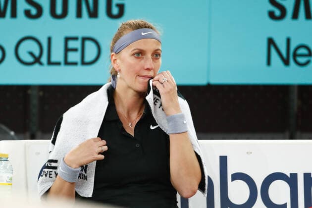 May 1, 2021, MADRID, MADRID, SPAIN: Petra Kvitova of Czech Republic in action during her Women s Singles match, second round, against Angelique Kerber of Germany on the WTA, Tennis Damen 1000 - Mutua Madrid Open 2021 at La Caja Magica on May 1, 2021 in Madrid, Spain. MADRID SPAIN - ZUMAa181 20210501_zaa_a181_123 Copyright: xOscarxJ.xBarrosox