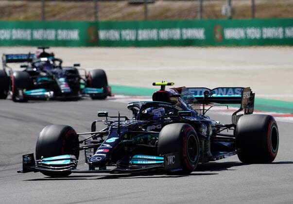 FORMULA 1 HEINEKEN PORTUGUESE GRAND PRIX 2021 01 05 2021, Autodromo Internacional do Algarve, Portimao, FORMULA 1 HEINEKEN PORTUGUESE GRAND PRIX 2021,in picture Valtteri Bottas FIN 77 , Mercedes AMG Petronas Formula One Team, Lewis Hamilton GBR 44 , Mercedes AMG Petronas Formula One Team nordphotoxGmbHx xBratic nph00250