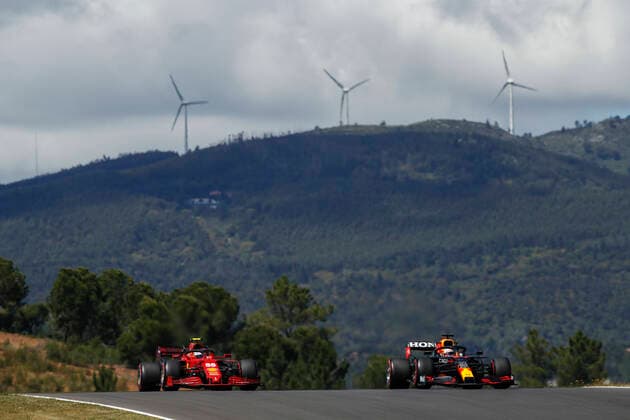 55 Carlos Sainz ESP, Scuderia Ferrari Mission Winnow , 33 Max Verstappen NED, Red Bull Racing , F1 Grand Prix of Portugal at Autodromo Internacional do Algarve on May 1, 2021 in Portimao, Portugal Photo by HOCH ZWEI Portimao Portugal