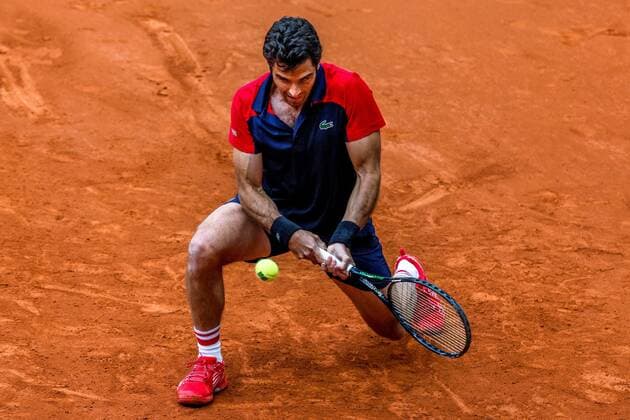 Pablo Andujar of Spain in action against Mijail Kukushkin of Russia during their Mutua Madrid Open tennis tournament s game at Caja Magica tennis complex in Madrid, Spain, 01 May 2021. Mutua Madrid Open !ACHTUNG: NUR REDAKTIONELLE NUTZUNG!  Copyright: xJuanJoxMartínx GRAF6746 20210501-637554936174848232