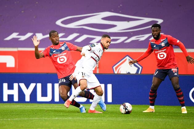 Fußball, OSC Lille - OGC Nizza 10 ALEXIS CLAUDE MAURICE (NICE) - 24 BOUBAKARY SOUMARE (LIL) FOOTBALL : Lille vs Nice - Ligue 1 Uber Eats - 01 05 2021 AnthonyBIBARD FEP Panoramic 