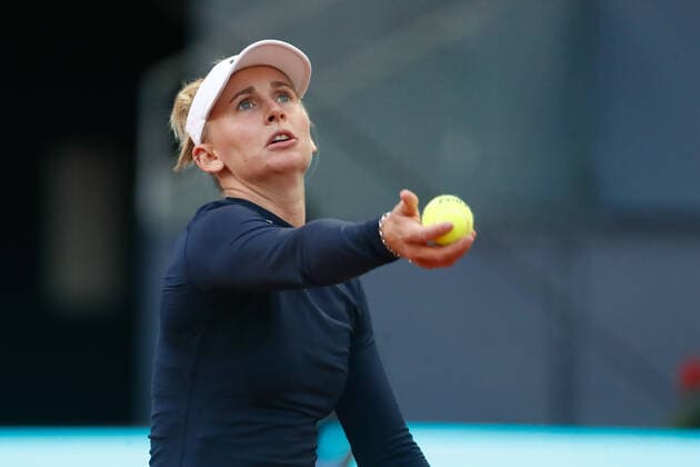 May 1, 2021, MADRID, MADRID, SPAIN: Jil Teichmann of Switzerland in action during his Men s Singles Qualifying match against Paula Badosa of Spain on the WTA, Tennis Damen 1000 - Mutua Madrid Open 2021 at La Caja Magica on May 1, 2021 in Madrid, Spain. MADRID SPAIN - ZUMAa181 20210501_zaa_a181_352 Copyright: xOscarxJ.xBarrosox