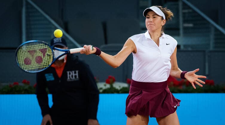May 1, 2021, MADRID, MADRID, SPAIN: Belinda Bencic of Switzerland in action during the second round of the 2021 Mutua Madrid Open WTA, Tennis Damen 1000 tournament against Bernarda Pera of the United States MADRID SPAIN - ZUMAa181 20210501_zaa_a181_459 Copyright: xRobxPrangex