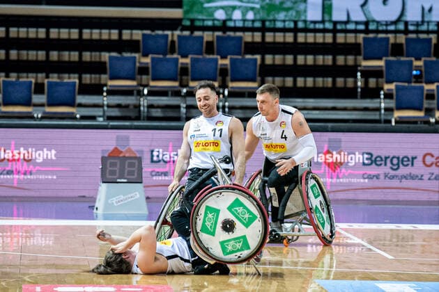 Champions Cup 2021 RSV Lahn Dill CD Ilunion Madrid Annabel Breuer RSV Lahn Dill, 12 , Dominik Mosler RSV Lahn Dill, 4 Steve Serio RSV Lahn Dill, 11 , Champions Cup 2021 RSV Lahn Dill CD Ilunion Madrid 01 05 2021 Rittal Arena, Wetzlar Hesse Copyright: xBEAUTIFULxSPORTS Roeczeyx