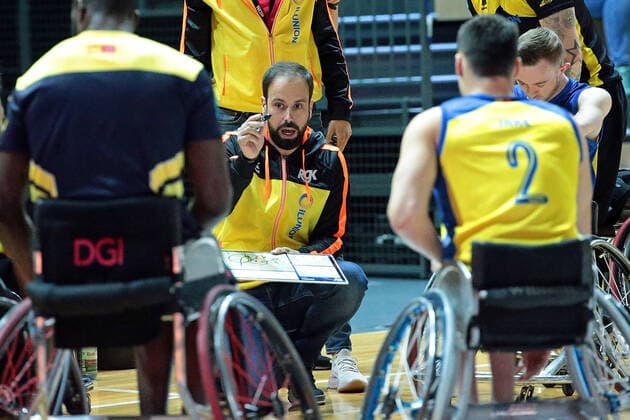 01 05 2021, xovx, wheelchair basketball champions cup 2021, semifinals, CD Ilunion Madrid RSV Lahn Dill coach Miguel Vaquero CD Ilunion Madrid Wetzlar Rittal Arena Hesse Germany EN