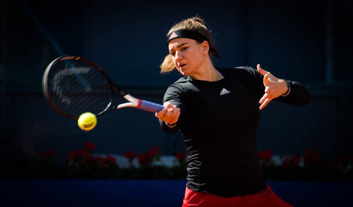 Mandatory Credit: Photo by Rob Prange Shutterstock (11876064g) Karolina Muchova of the Czech Republic in action during the second round of the 2021 Mutua Madrid Open WTA, Tennis Damen 1000 tournament Mutua Madrid Open, Tennis, La Caja Magica, Madrid, Spain - 02 May 2021 Mutua Madrid Open, Tennis, La Caja Magica, Madrid, Spain - 02 May 2021  Copyright: xRobxPrange Shutterstockx 11876064g