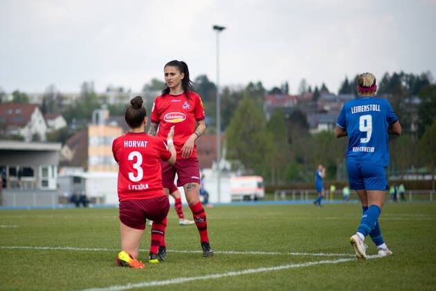 Francesca Calo 1 FC Koeln and Sabrina Horvat 1 FC Koeln are unhappy GER, TSG 1899 Hoffenheim U20 vs 1 FC Koeln, 02 05 2021, Frauen Fussball 2 Bundesliga Sued, 12 Spieltag, Spielzeit 2020 2021 DFB REGULATIONS PROHIBIT ANY USE OF PHOTOGRAPHS AS IMAGE SEQUENCES AND OR QUASI VIDEO GER, TSG 1899 Hoffenheim U20 vs 1 FC Koeln, 02 05 2021, Womens Football 2 Bundesliga Sued, 12 Spieltag, Spielzeit 2020 2021 Sinsheim Copyright: xEibnerxPressefoto MichaelxMemmlerx EP_MMR