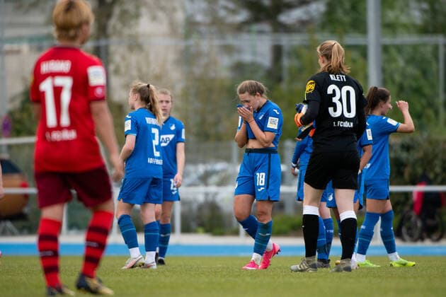 Neele Beck TSG Hoffenheim U20 is disappointed with the defeat, GER, TSG 1899 Hoffenheim U20 vs 1 FC Koeln, 02 05 2021, Womens Football 2 Bundesliga Sued, 12 Spieltag, Spielzeit 2020 2021 DFB REGULATIONS PROHIBIT ANY USE OF PHOTOGRAPHS AS IMAGE SEQUENCES AND OR QUASI VIDEO GER, TSG 1899 Hoffenheim U20 vs 1 FC Koeln, 02 05 2021, Womens Football 2 Bundesliga Sued, 12 Spieltag, Spielzeit 2020 2021 Sinsheim Copyright: xEibnerxPressefoto MichaelxMemmlerx EP_MMR