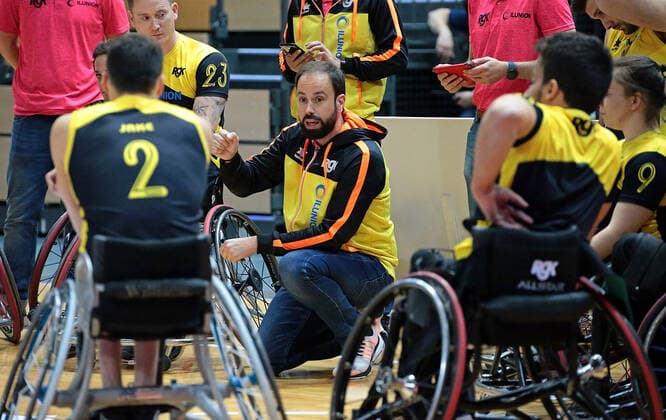 02 05 2021, xovx, wheelchair basketball champions cup 2021, match for 3rd place, , Bidaideak Bilbao BSR CD Ilunion Madrid coach Miguel Vaquero CD Ilunion Madrid Wetzlar Rittal Arena Hesse Germany EN