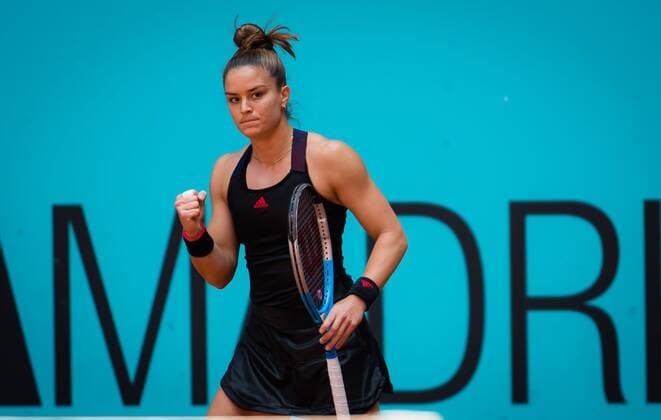 Mandatory Credit: Photo by Rob Prange Shutterstock (11876064aa) Maria Sakkari of Greece in action during the second round of the 2021 Mutua Madrid Open WTA, Tennis Damen 1000 tournament Mutua Madrid Open, Tennis, La Caja Magica, Madrid, Spain - 02 May 2021 Mutua Madrid Open, Tennis, La Caja Magica, Madrid, Spain - 02 May 2021  Copyright: xRobxPrange Shutterstockx 11876064aa