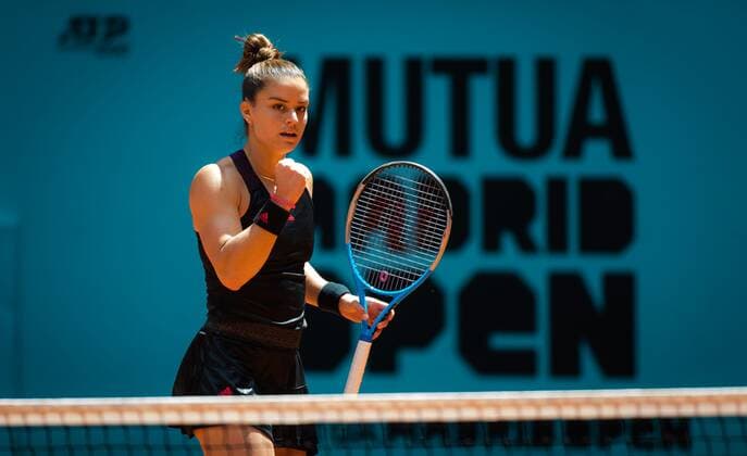Mandatory Credit: Photo by Rob Prange Shutterstock (11876064ab) Maria Sakkari of Greece in action during the second round of the 2021 Mutua Madrid Open WTA, Tennis Damen 1000 tournament Mutua Madrid Open, Tennis, La Caja Magica, Madrid, Spain - 02 May 2021 Mutua Madrid Open, Tennis, La Caja Magica, Madrid, Spain - 02 May 2021  Copyright: xRobxPrange Shutterstockx 11876064ab
