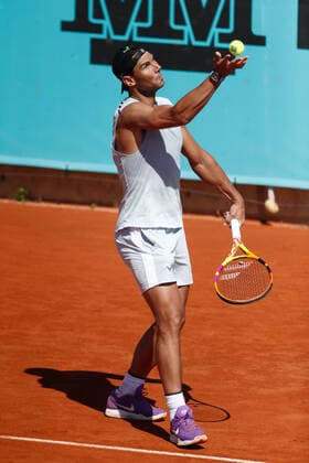May 2, 2021, MADRID, MADRID, SPAIN: Rafael Nadal of Spain in action during his practice session for the ATP, Tennis Herren Masters 1000 - Mutua Madrid Open 2021 at La Caja Magica on May 2, 2021 in Madrid, Spain. MADRID SPAIN - ZUMAa181 20210502_zaa_a181_004 Copyright: xOscarxJ.xBarrosox