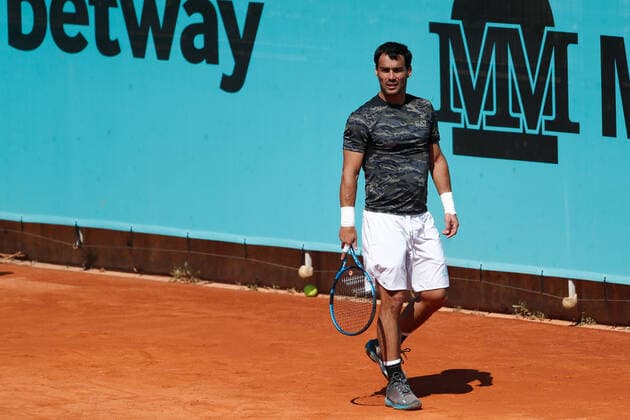 May 2, 2021, MADRID, MADRID, SPAIN: Fabio Fognini of Italy in action during his practice session for the ATP, Tennis Herren Masters 1000 - Mutua Madrid Open 2021 at La Caja Magica on May 2, 2021 in Madrid, Spain. MADRID SPAIN - ZUMAa181 20210502_zaa_a181_018 Copyright: xOscarxJ.xBarrosox
