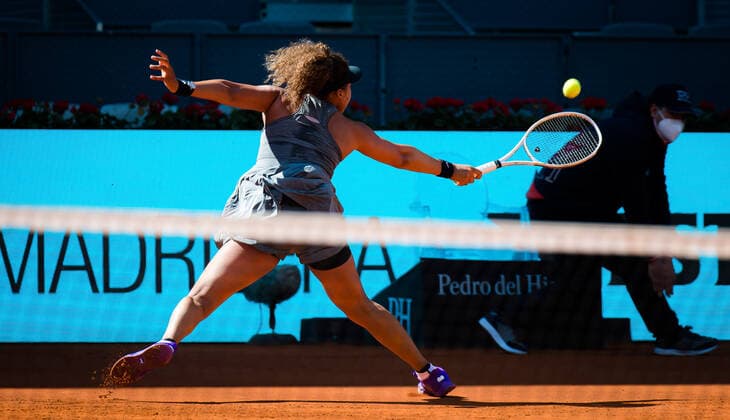 Sport Bilder des Tages May 2, 2021, MADRID, MADRID, SPAIN: Naomi Osaka of Japan in action during the second round of the 2021 Mutua Madrid Open WTA, Tennis Damen 1000 tournament against Karolina Muchova of the Czech Republic MADRID SPAIN - ZUMAa181 20210502_zaa_a181_079 Copyright: xRobxPrangex