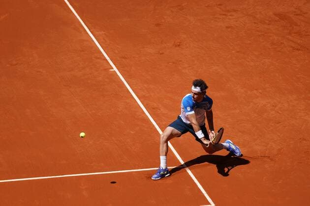 Marco Cecchinato ITA vs Roberto Carballes SPA during their match at the Mutua Madrid Open tennis tournament in Madrid , Sunday May 02, 2021 Cordon Press  xx xx