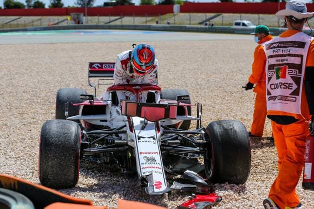 Portuguese Grand Prix, 02 05 2021. Kimi Raikkonen (FIN), Alfa Romeo C41 crash during the Formula 1 Heineken Grande Premio De Portugal 2021 at the Algarve International Circuit, Portimao, Portugal on 2 May 2021 Portimao Portugal Editorial use only , Copyright: xPhilxDuncanx PSI-12618-0009