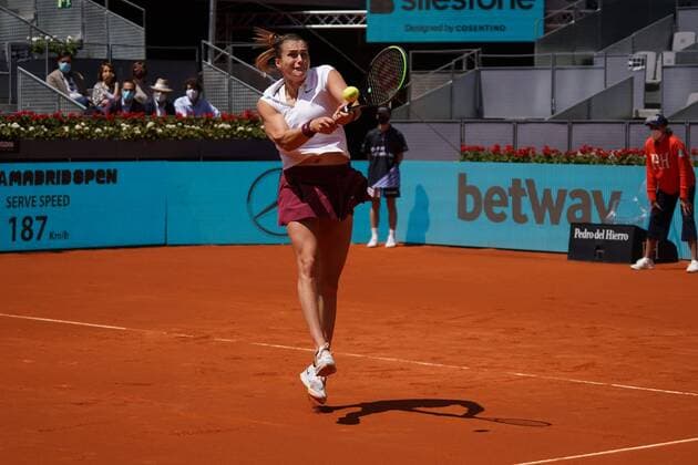 Aryna Sabalenka BLR vs Daria Kasatkina RUS Durning Match WTA 1000 Mutua Madrid Open 2021 at La Caja Magica, Sunday May 02, 2021 Cordon Press  xx xx