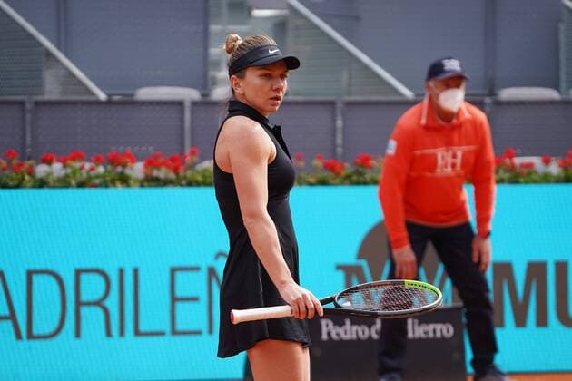 Saisai Zheng CHN vs Simona Halep ROU Durning Match WTA 1000 Mutua Madrid Open 2021 at La Caja Magica, Sunday May 02, 2021 Cordon Press  xx xx