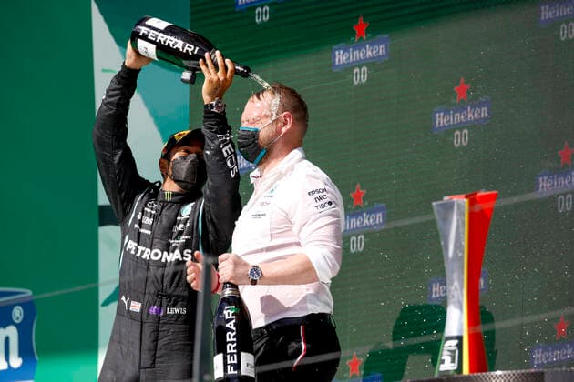 44 Lewis Hamilton GBR, Mercedes AMG Petronas F1 Team , Kane Hemmant Mercedes AMG Petronas F1 Team , F1 Grand Prix of Portugal at Autodromo Internacional do Algarve on May 2, 2021 in Portimao, Portugal Photo by HOCH ZWEI Portimao Portugal